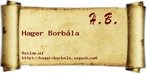 Hager Borbála névjegykártya